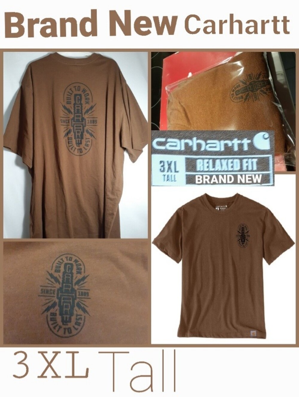 NWT Carhartt T Shirt Sparkplug Graphic 3XL Tall Red Duck Heather